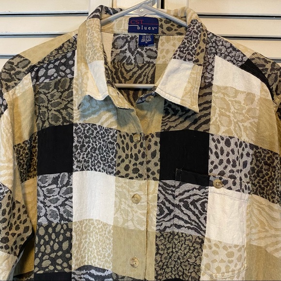 VINTAGE CST BLUES PLUS SIZE BUTTON UP SHACKET - Picture 2 of 5